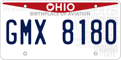 OH license plate GMX8180