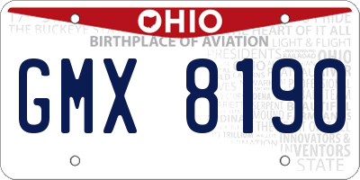 OH license plate GMX8190