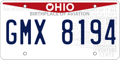 OH license plate GMX8194