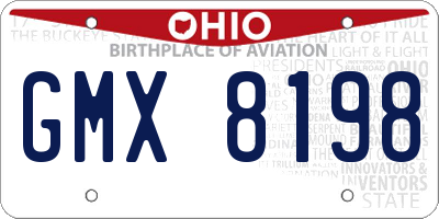 OH license plate GMX8198