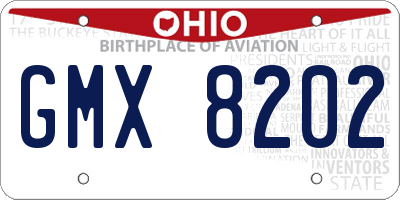 OH license plate GMX8202