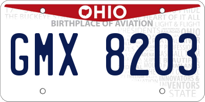 OH license plate GMX8203