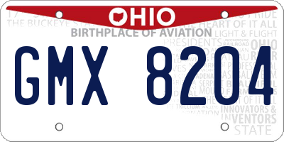 OH license plate GMX8204