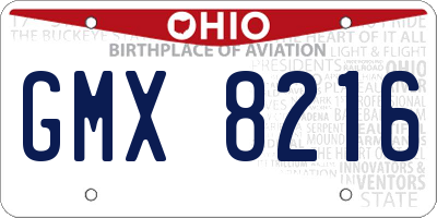 OH license plate GMX8216