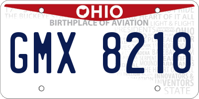 OH license plate GMX8218