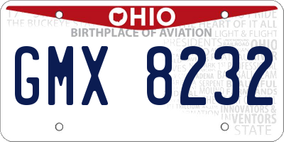 OH license plate GMX8232