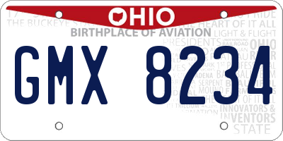 OH license plate GMX8234