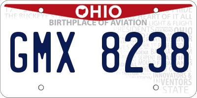 OH license plate GMX8238