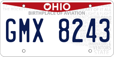 OH license plate GMX8243