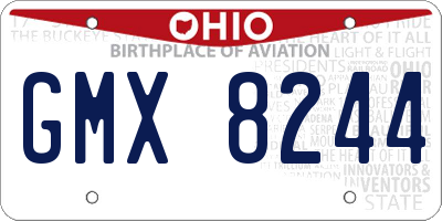 OH license plate GMX8244