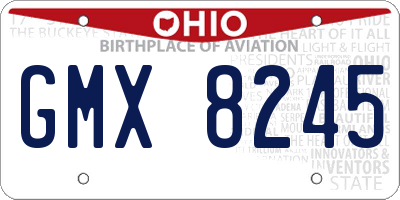 OH license plate GMX8245