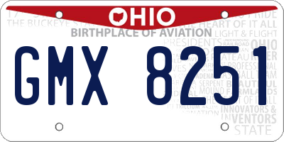 OH license plate GMX8251