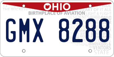 OH license plate GMX8288