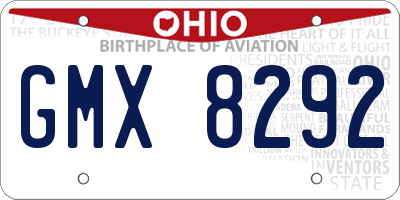 OH license plate GMX8292
