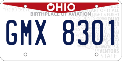 OH license plate GMX8301