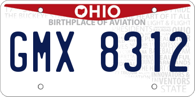 OH license plate GMX8312