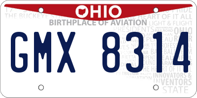 OH license plate GMX8314