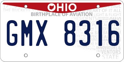 OH license plate GMX8316
