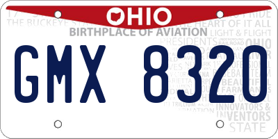 OH license plate GMX8320