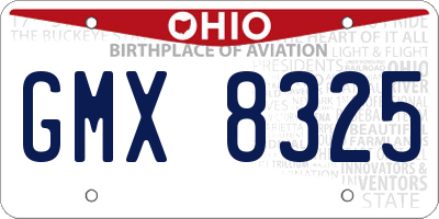 OH license plate GMX8325