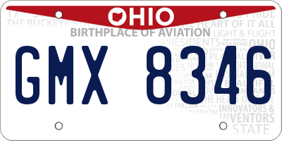 OH license plate GMX8346