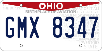 OH license plate GMX8347
