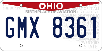 OH license plate GMX8361