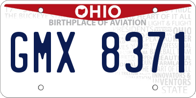 OH license plate GMX8371