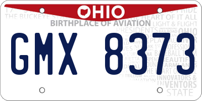 OH license plate GMX8373