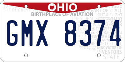 OH license plate GMX8374