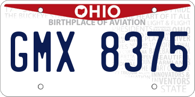 OH license plate GMX8375