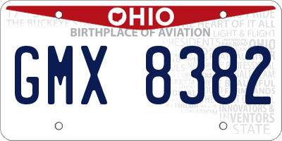 OH license plate GMX8382