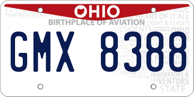 OH license plate GMX8388