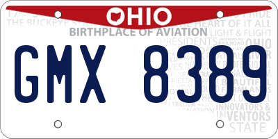 OH license plate GMX8389