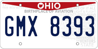 OH license plate GMX8393