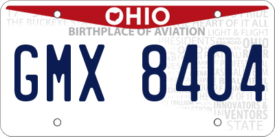 OH license plate GMX8404