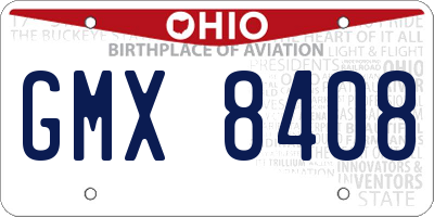 OH license plate GMX8408