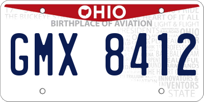 OH license plate GMX8412
