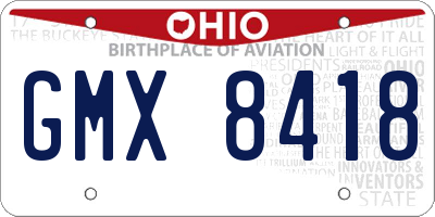 OH license plate GMX8418