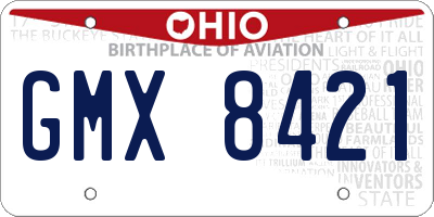 OH license plate GMX8421