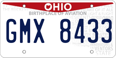 OH license plate GMX8433