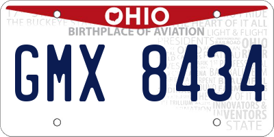 OH license plate GMX8434
