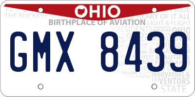 OH license plate GMX8439