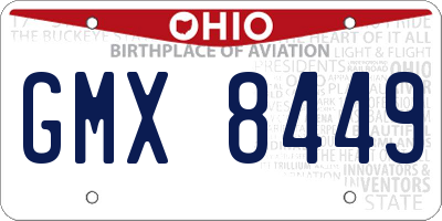OH license plate GMX8449