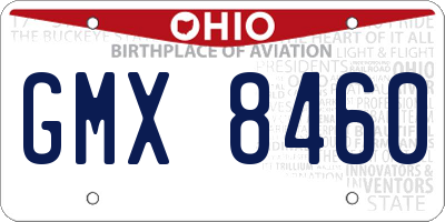OH license plate GMX8460