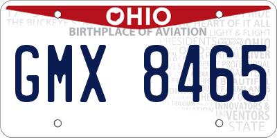 OH license plate GMX8465