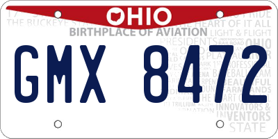 OH license plate GMX8472