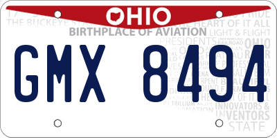OH license plate GMX8494