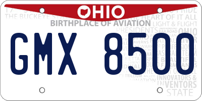 OH license plate GMX8500