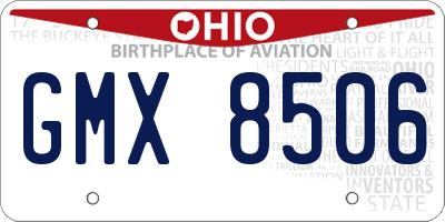 OH license plate GMX8506
